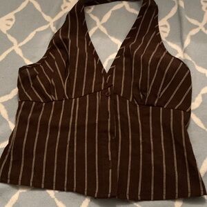 Brown Striped Halter Top